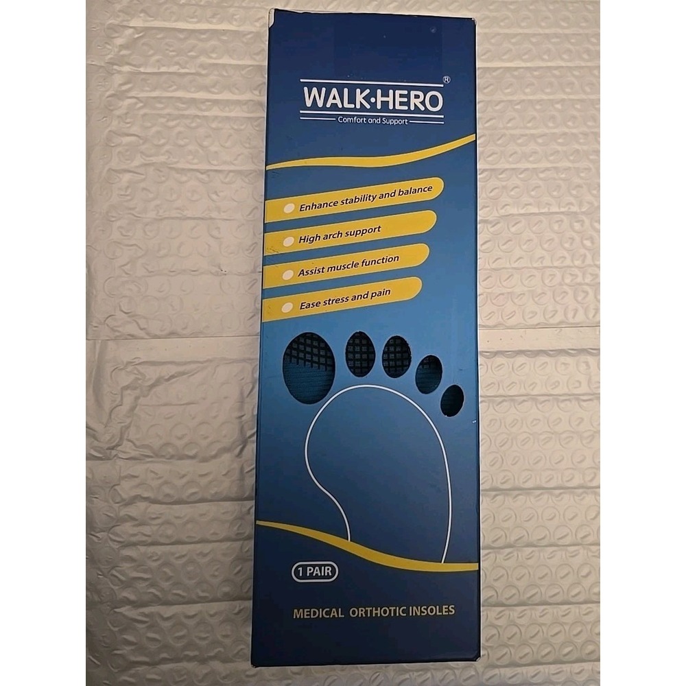 Walk-Hero Medical Orthotic Insoles Shoe Insert Arch Support Mens‎ 11-11.5 New